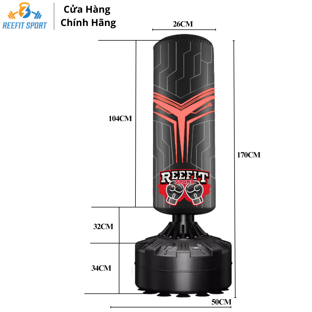 Trụ Đấm Boxing Reefit RF-43017, Trụ Boxing Cao 1m7, Tự Do Tập Đấm Đá, Kickboxing, MMA, Muay Thai