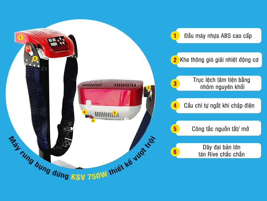 Máy rung bụng đứng KSV 750W