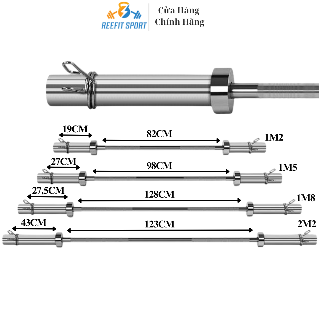 Đòn Tạ Thanh Thẳng Olympic 1m2 ,1m5 ,1m8 ,2m2 Phi 50 - Thanh Tạ Nâng Tạ Thể Hình Reefit Sport, Đòn Tạ Tập Thể Hình