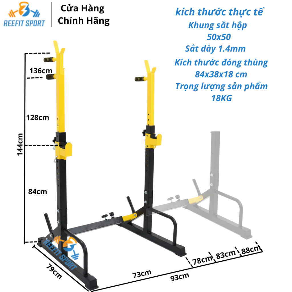 Khung Giá Đỡ Tạ Điều Chỉnh Độ Cao RF - 201163 ,Giá Đỡ Thanh Tạ Tập Gym Tại Nhà